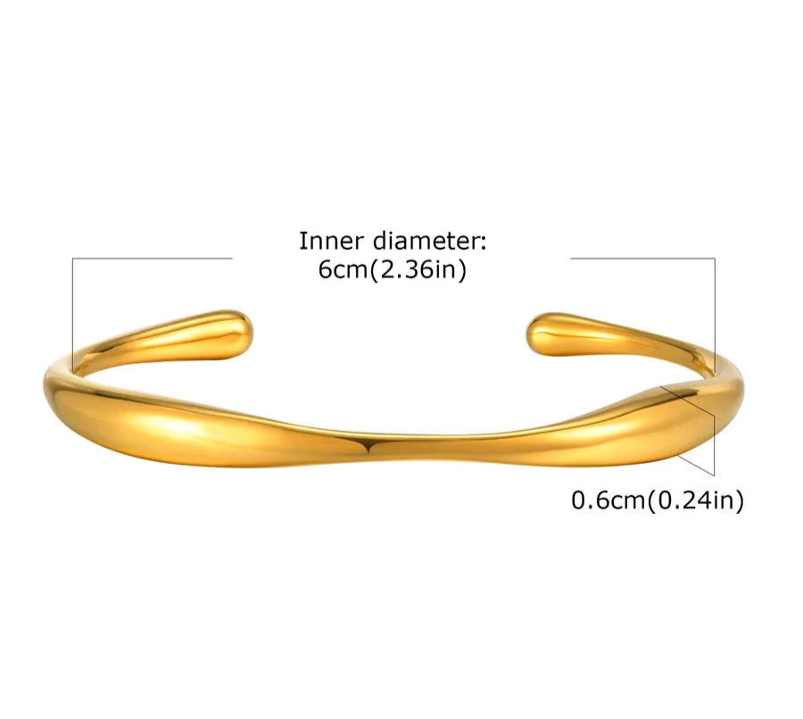 Eleganter, geschwungener Armreif/ Armband aus 18k vergoldet